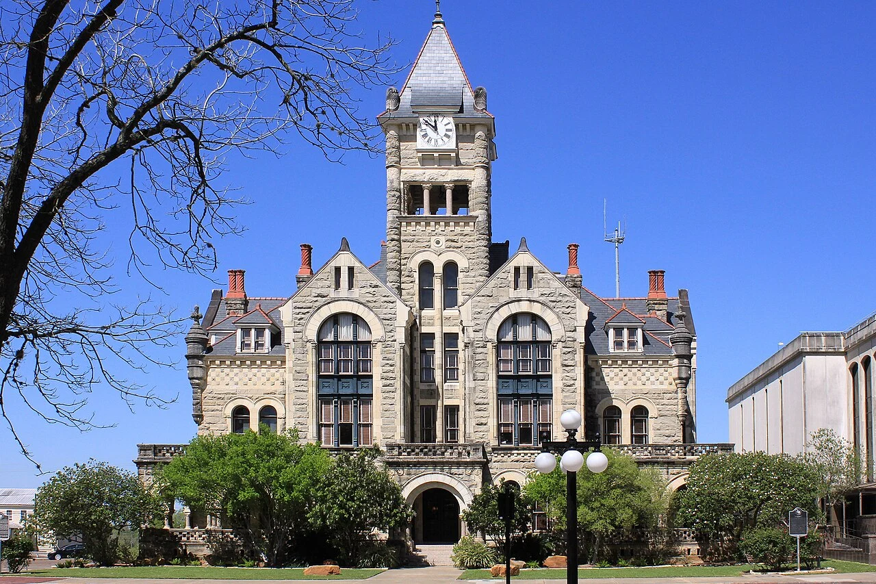 Victoria Texas historic courthouse skyline in AEP service area electricity market